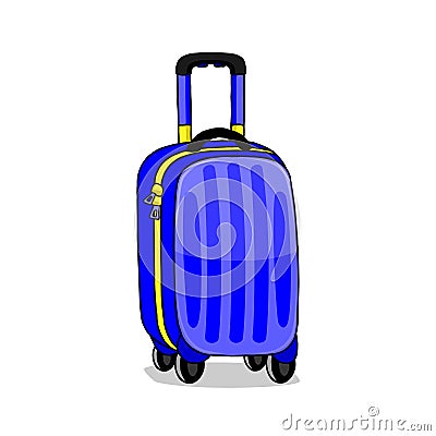 Blue travel suitcase. Vector Illustration